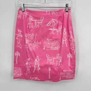 Talbots Vintage Cafe Pencil Skirt Stretch Cotton Blend Pink Size 6